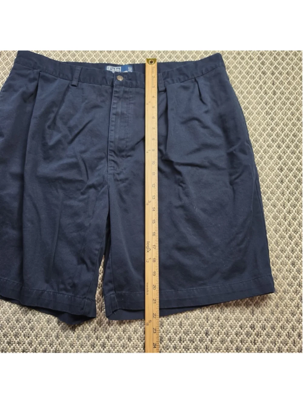Vintage Polo Ralph Lauren Tyler Shorts Mens 40 Navy Double Pleated Chino Cotton